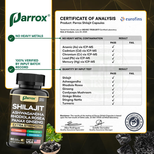 Capsules with Shilajit and eight botanicals