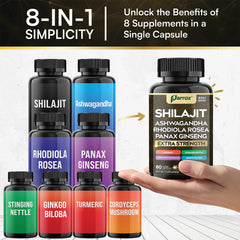 Parrox Shilajit 8-in-1 bottle with label