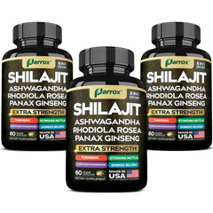 Parrox Shilajit 8-in-1 supplement bottle with 180 capsules