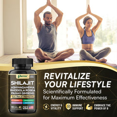 Parrox Shilajit 8-in-1 bottle on natural backdrop