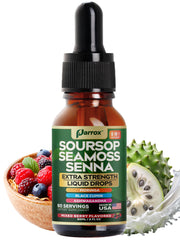 Parrox Soursop Seamoss Senna Liquid Drops bottle – Mixed Berry flavor