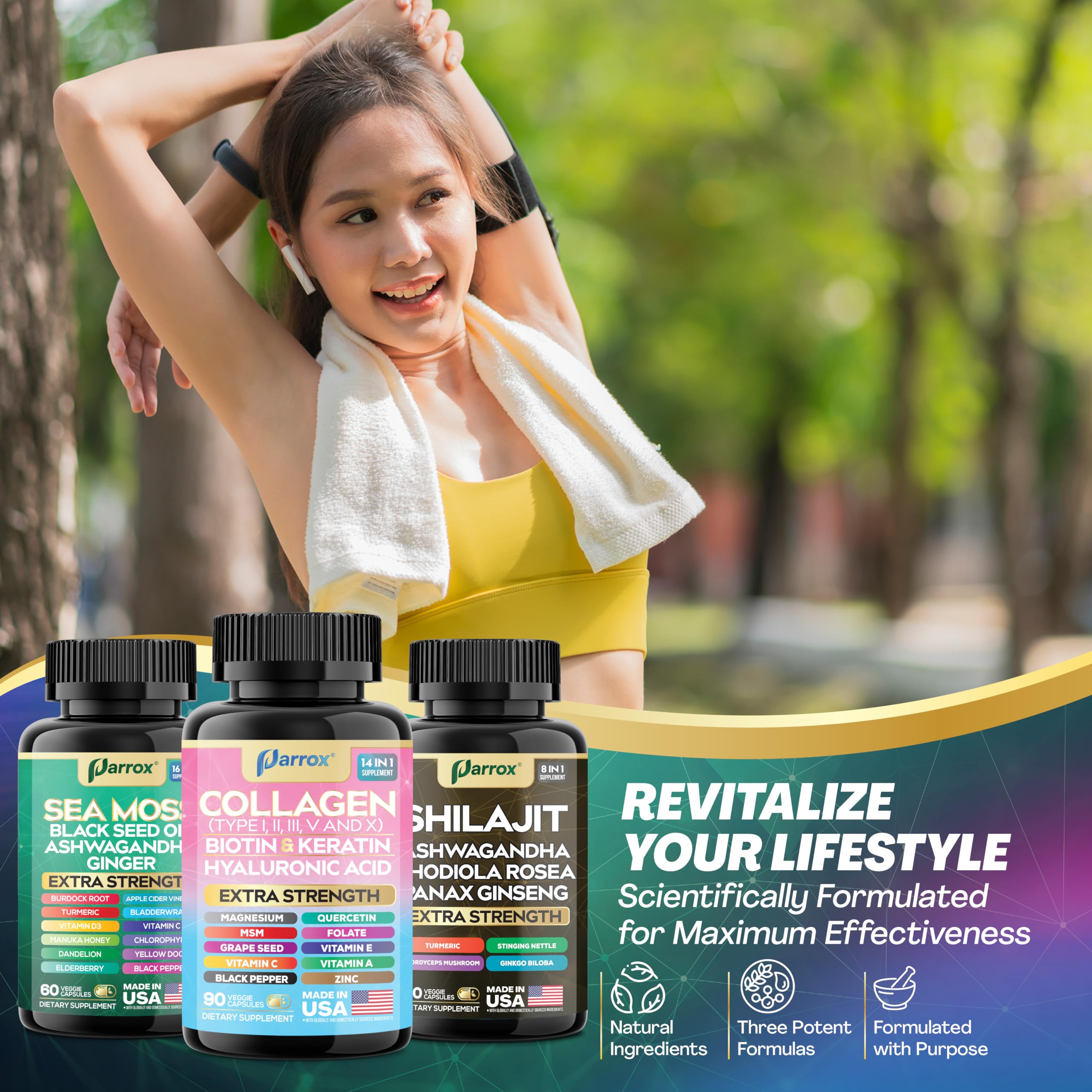Three-bottle Parrox wellness trio bundle