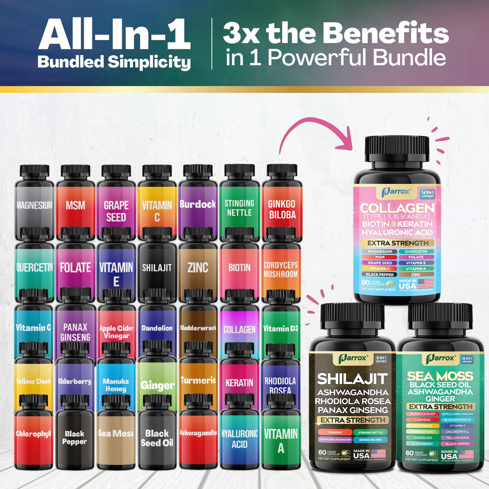 Collagen formulation bottle from Parrox trio