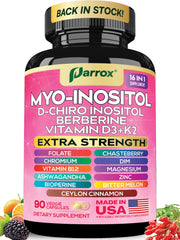 Front view of Parrox Myo Inositol supplement bottle