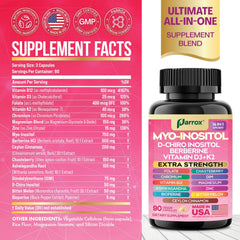 Close-up of label on Parrox Myo Inositol bottle