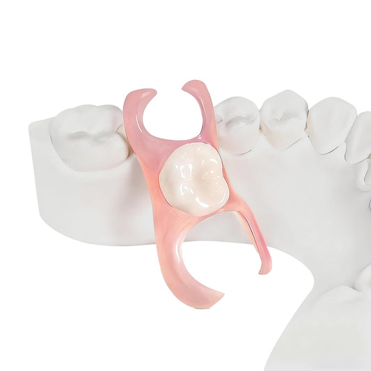 Custom partial dentures designed to fit a single missing tooth with natural color match