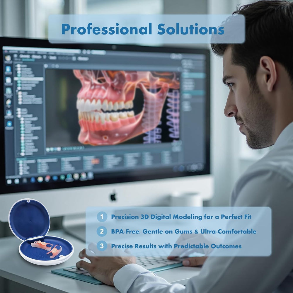 Denture storage case included for hygienic storage when not in use