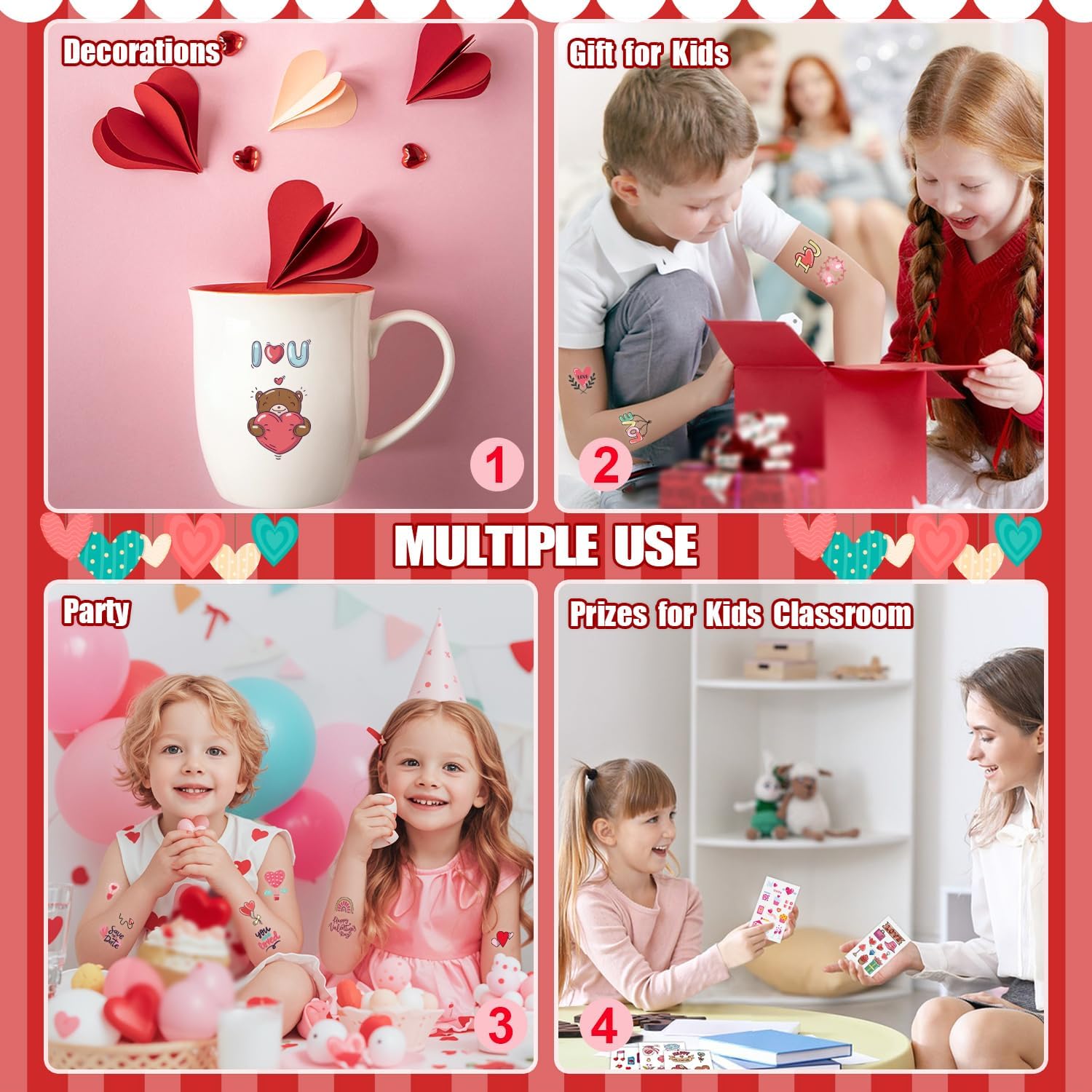 PARTYWIND balloon tattoo sheets for festive Valentine party favors and decor