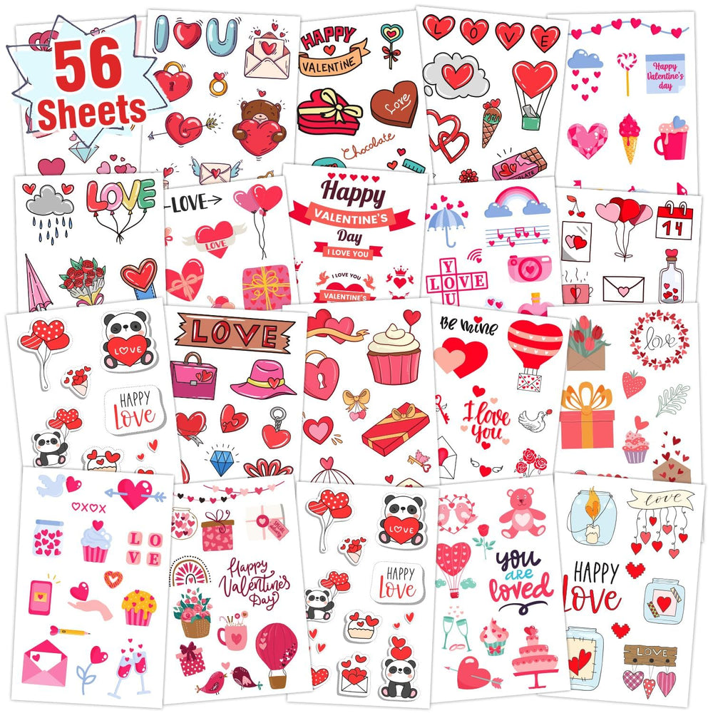 PARTYWIND heart tattoo sheets with vivid hearts for Valentine party favors and kid friendly activities