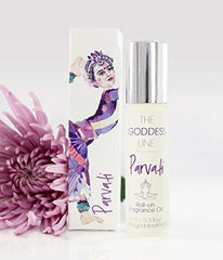 Parvati Roll On Fragrance bottle with vanilla and sweet almond oil, The Goddess Line