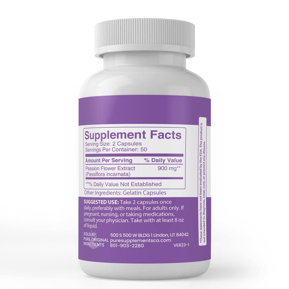 Cap with Passion Flower Extract label