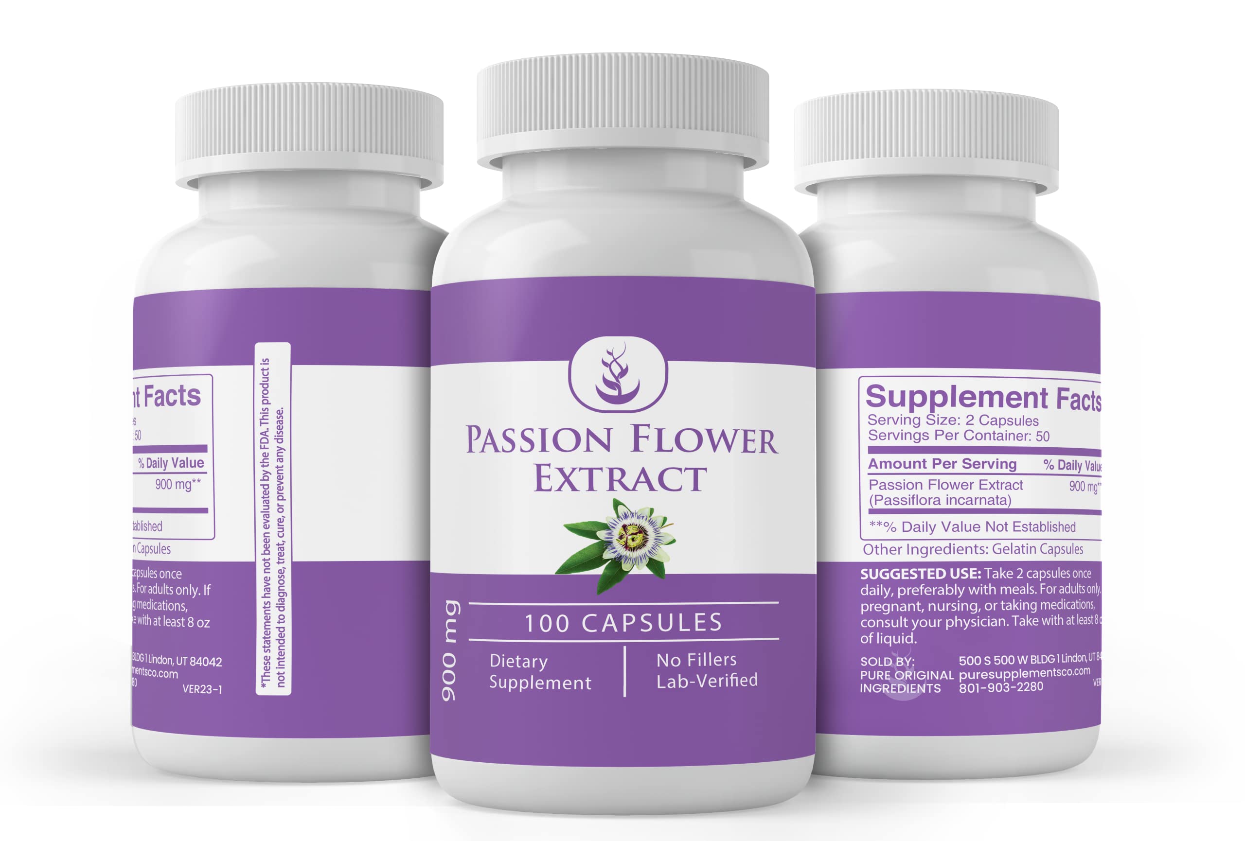 Lab Verified badge on Passion Flower Extract bottle
