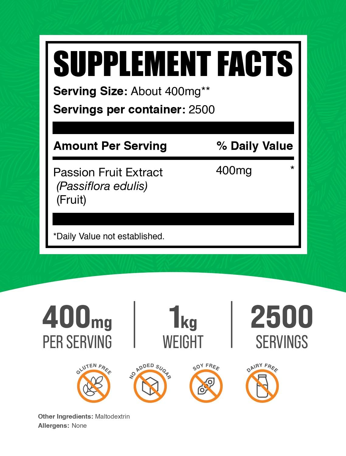Bulk bag of passion fruit extract powder
