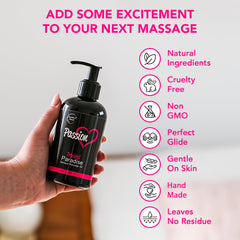 At-home date night setup with Passion Massage Oil