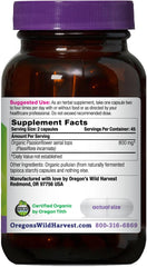 Organic passionflower aerial tops used in the capsules