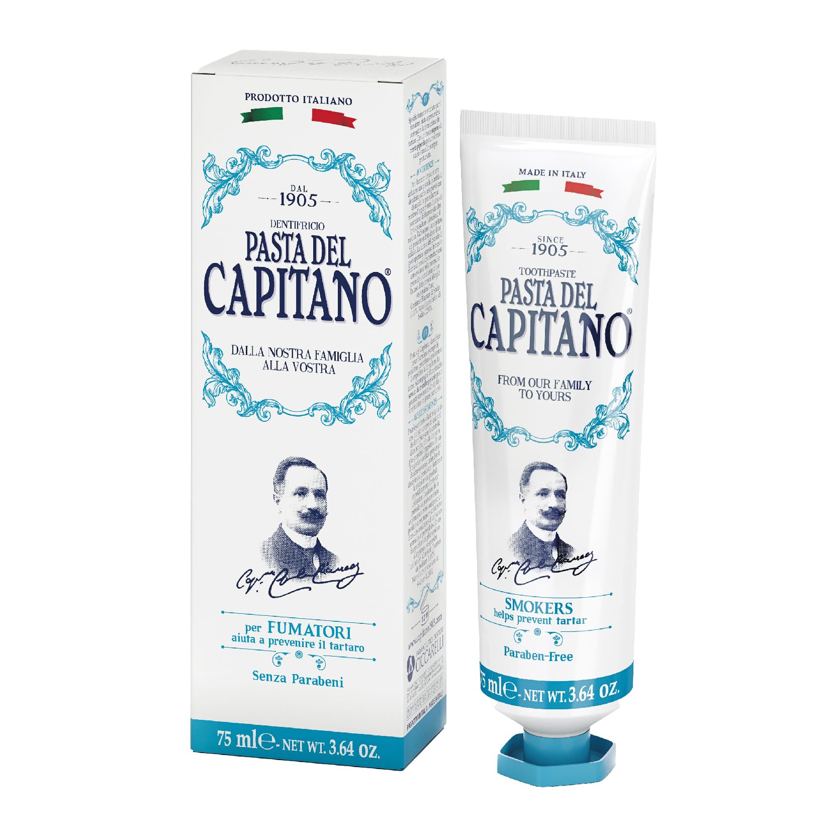 Packaging of Pasta del Capitano 1905 Smokers toothpaste
