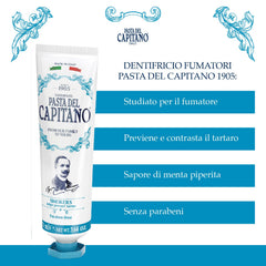 Pasta del Capitano 1905 Smokers toothpaste label close-up