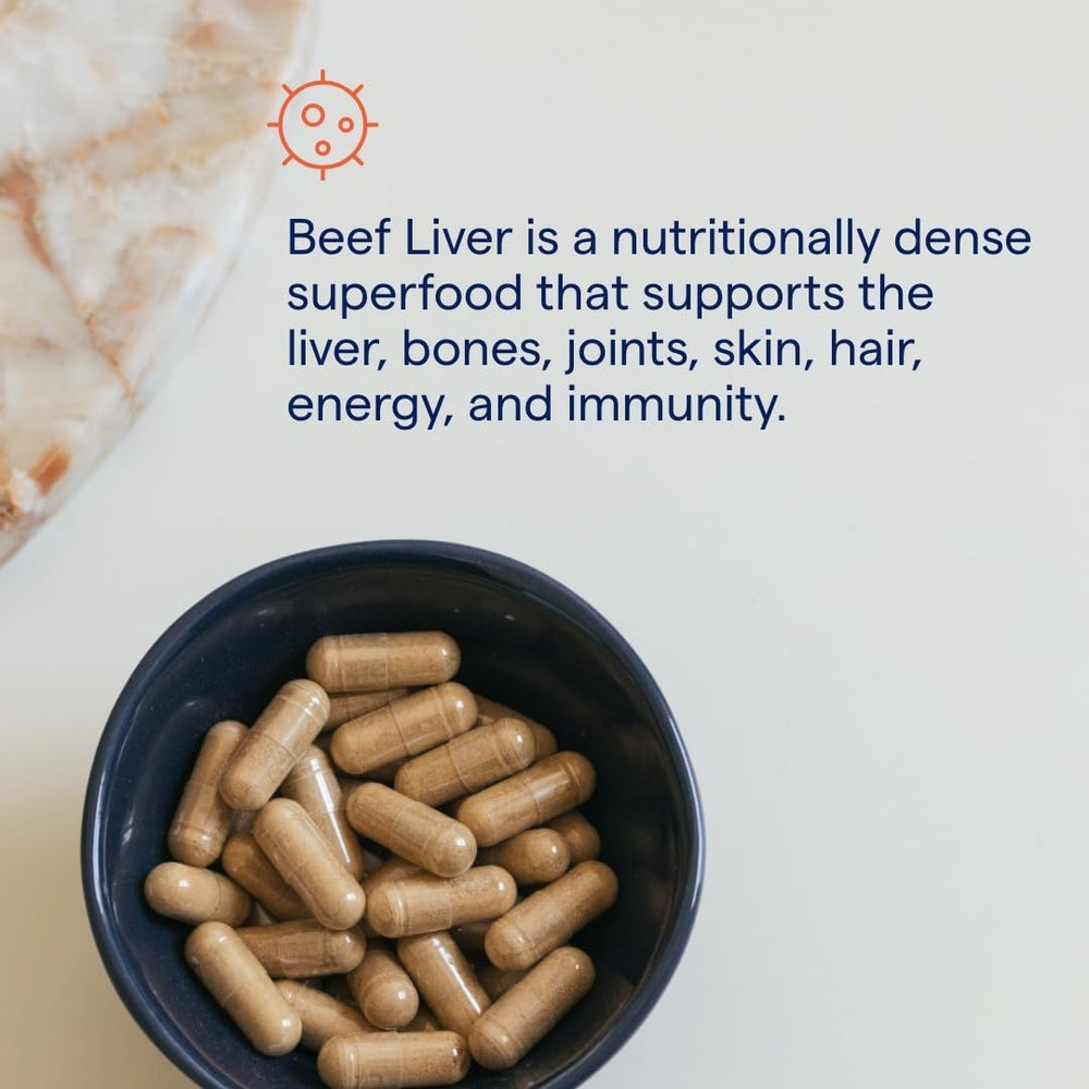 Pasture-raised beef liver capsules