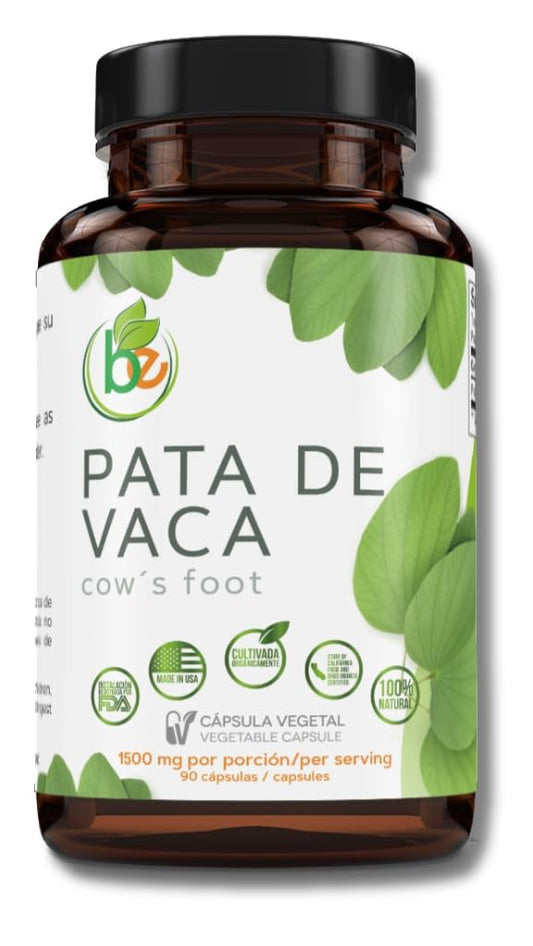Front view of Pata de Vaca Capsules bottle with 90 veggie caps (1500 mg per serving)