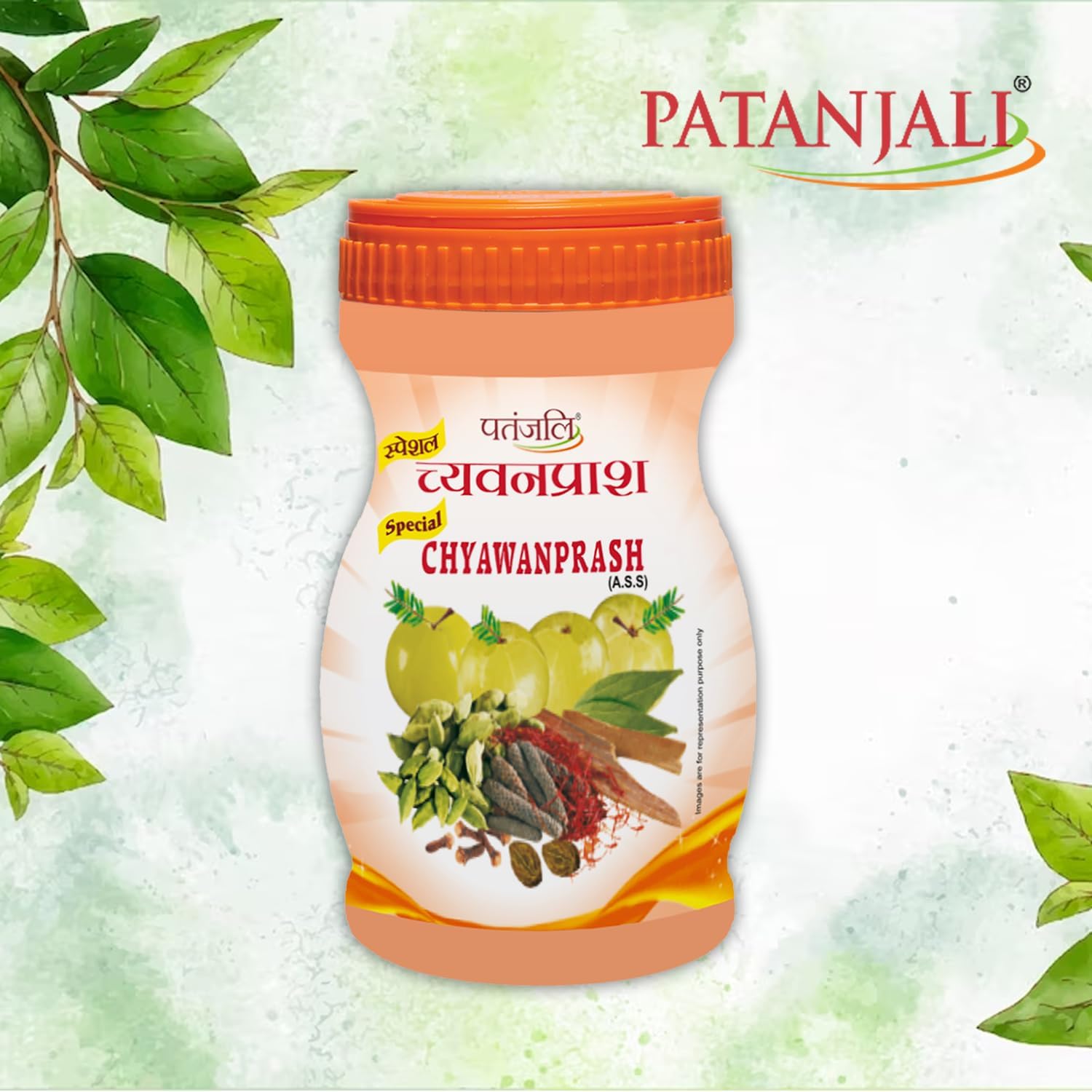Close-up of Patanjali Chyawanprash 1000g label