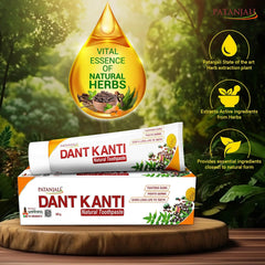 Dant Kanti natural toothpaste bottle beside mint leaves