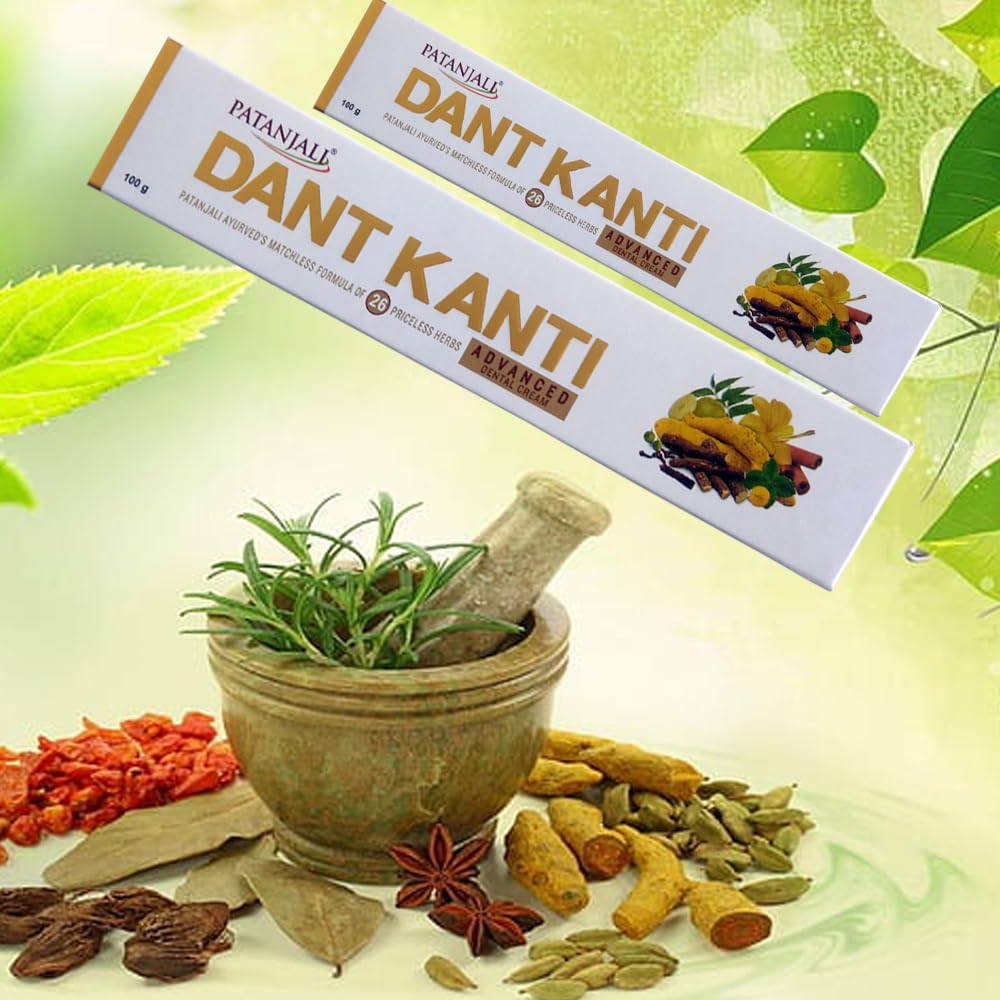 Herbal ingredients label showing neem, babool, cloves and mint