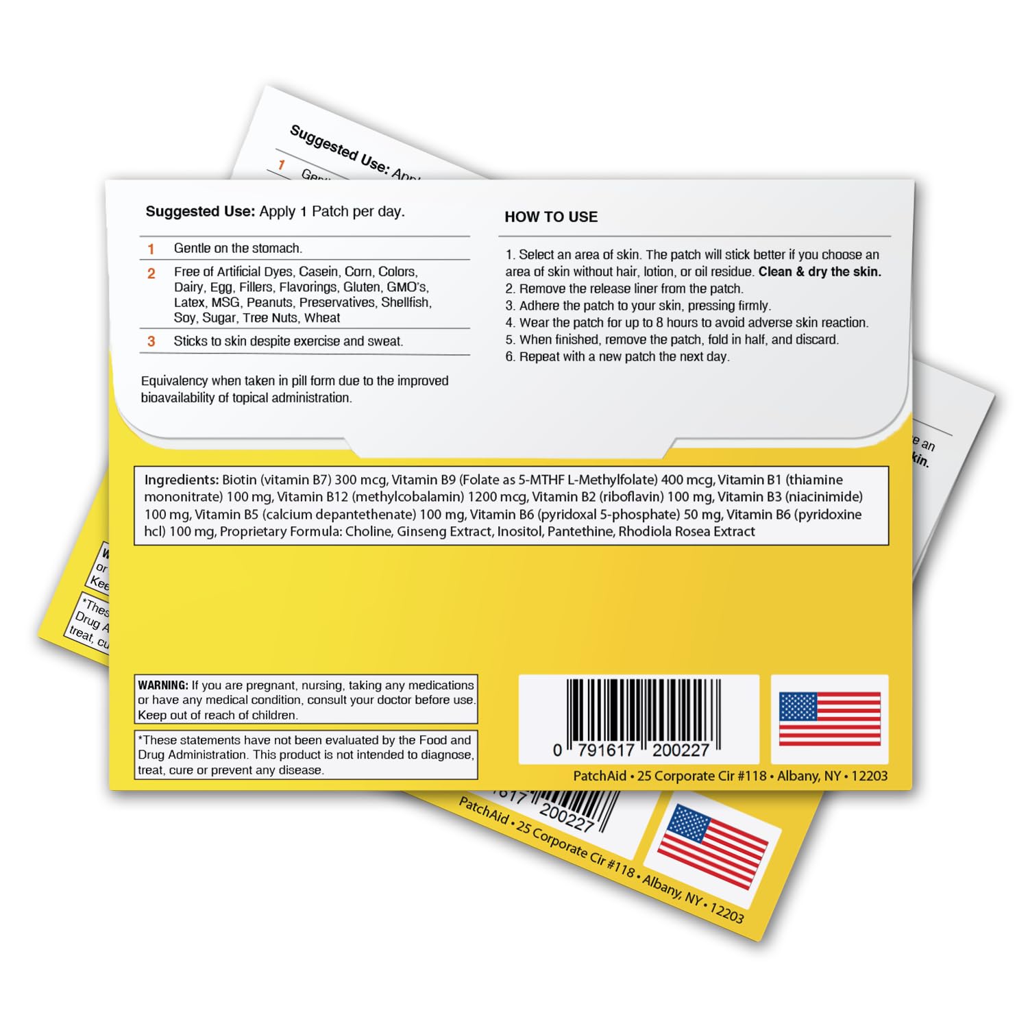 PatchAid B12 Energy Plus Topical Patch packaging information