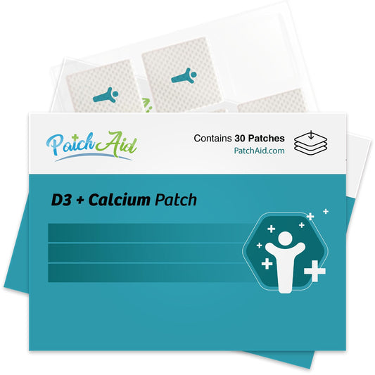 PatchAid D3 Calcium topical patch applied on shoulder