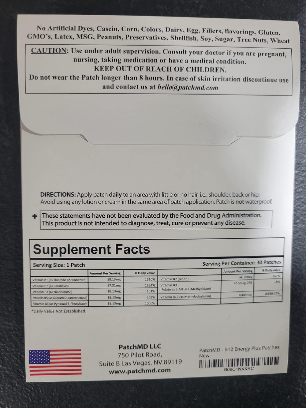 Close-up of PatchMD B12 Energy Plus Patch adhesive layer