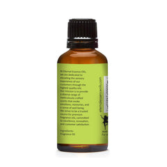 Close-up of patchouli fragrance oil packaging label