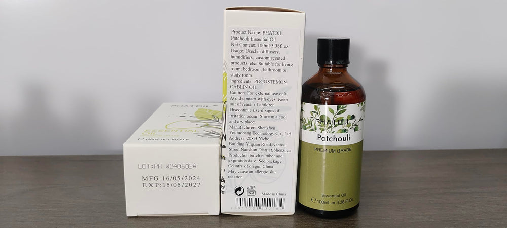Elegant Patchouli essential oil gift packaging box