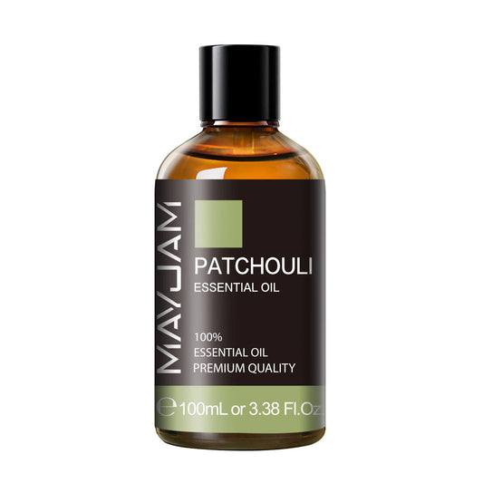 MAYJAM Patchouli essential oil bottle with label