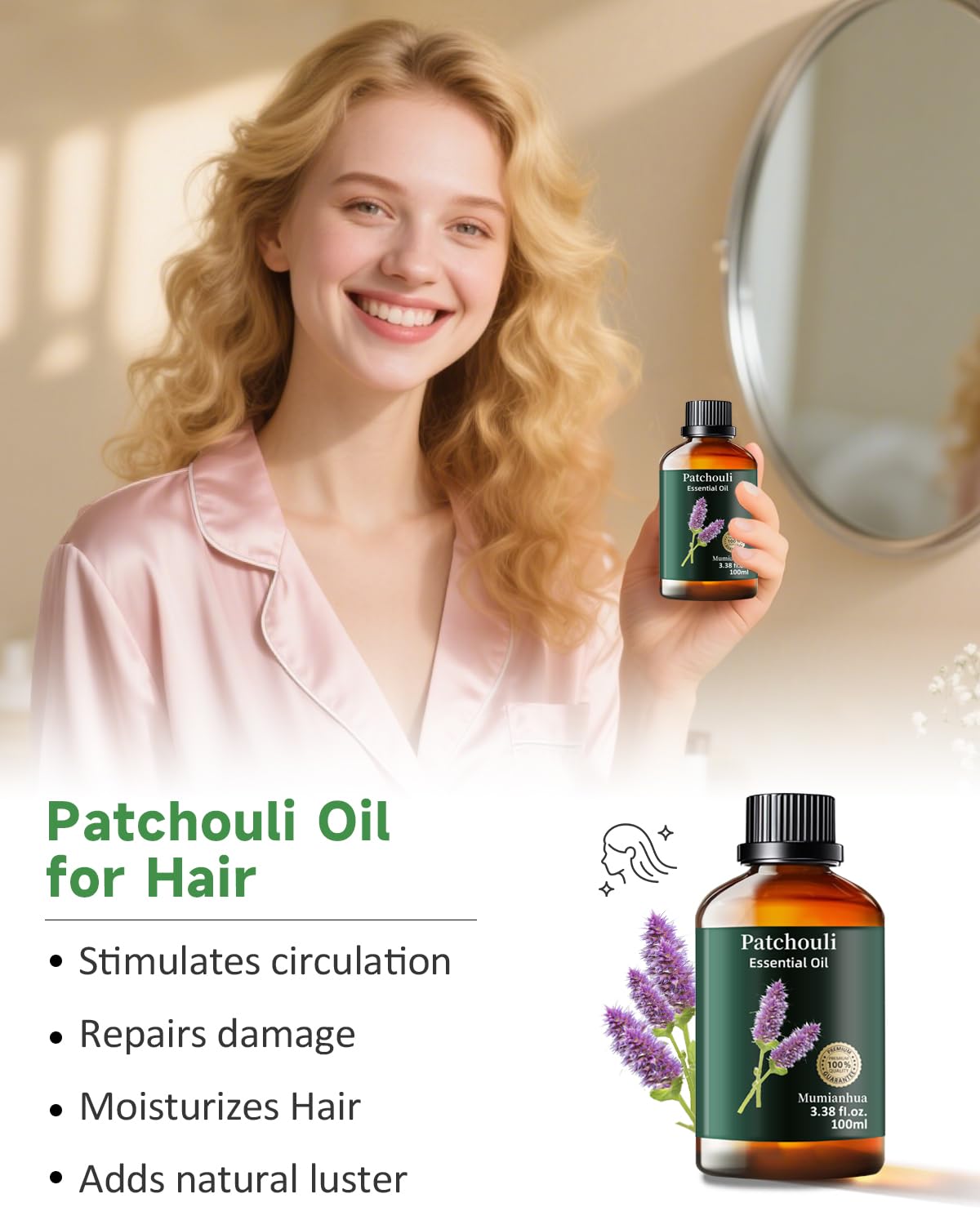 Patchouli oil for skincare and haircare