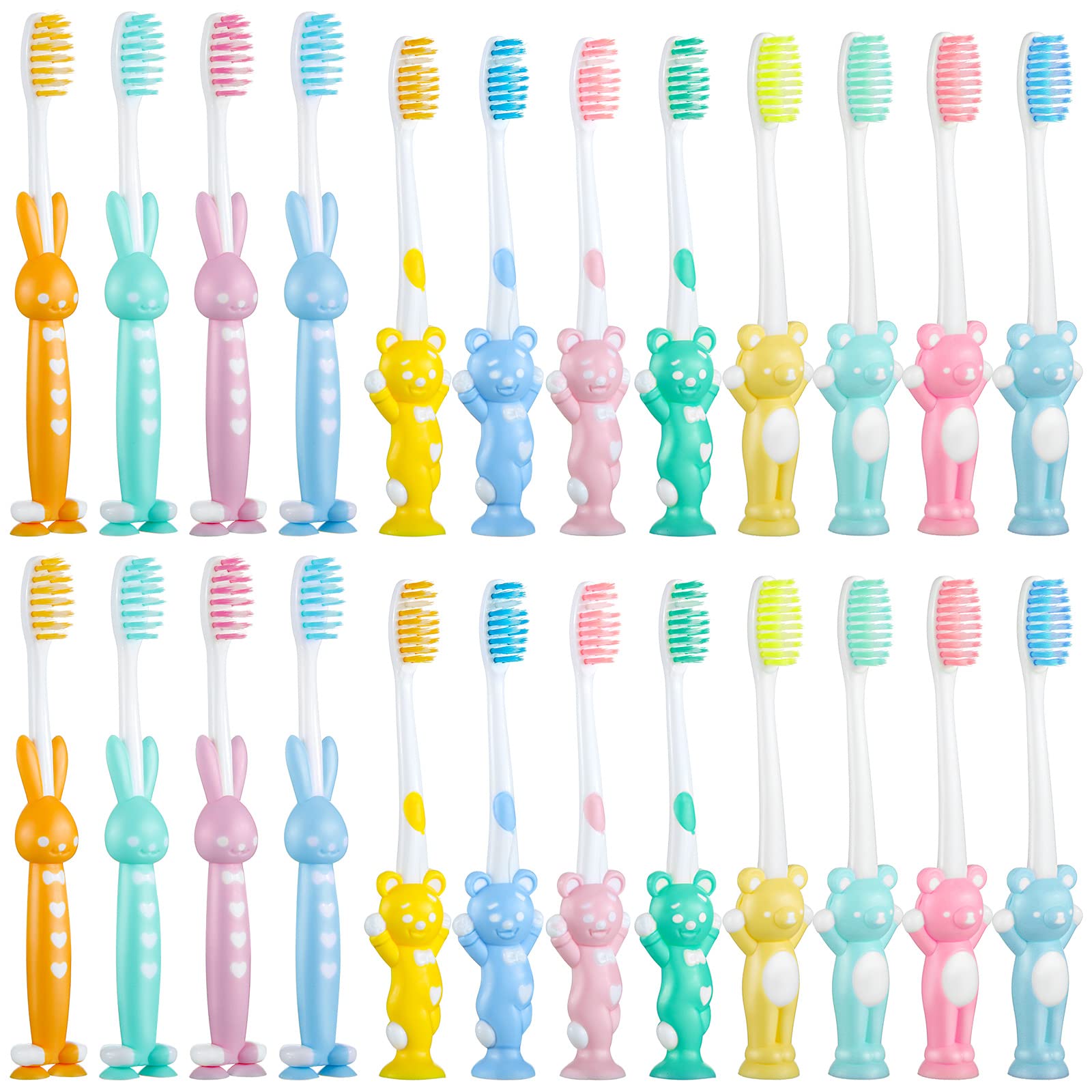 Patelai 24-piece toddler toothbrush set with soft bristles for ages 2 and up