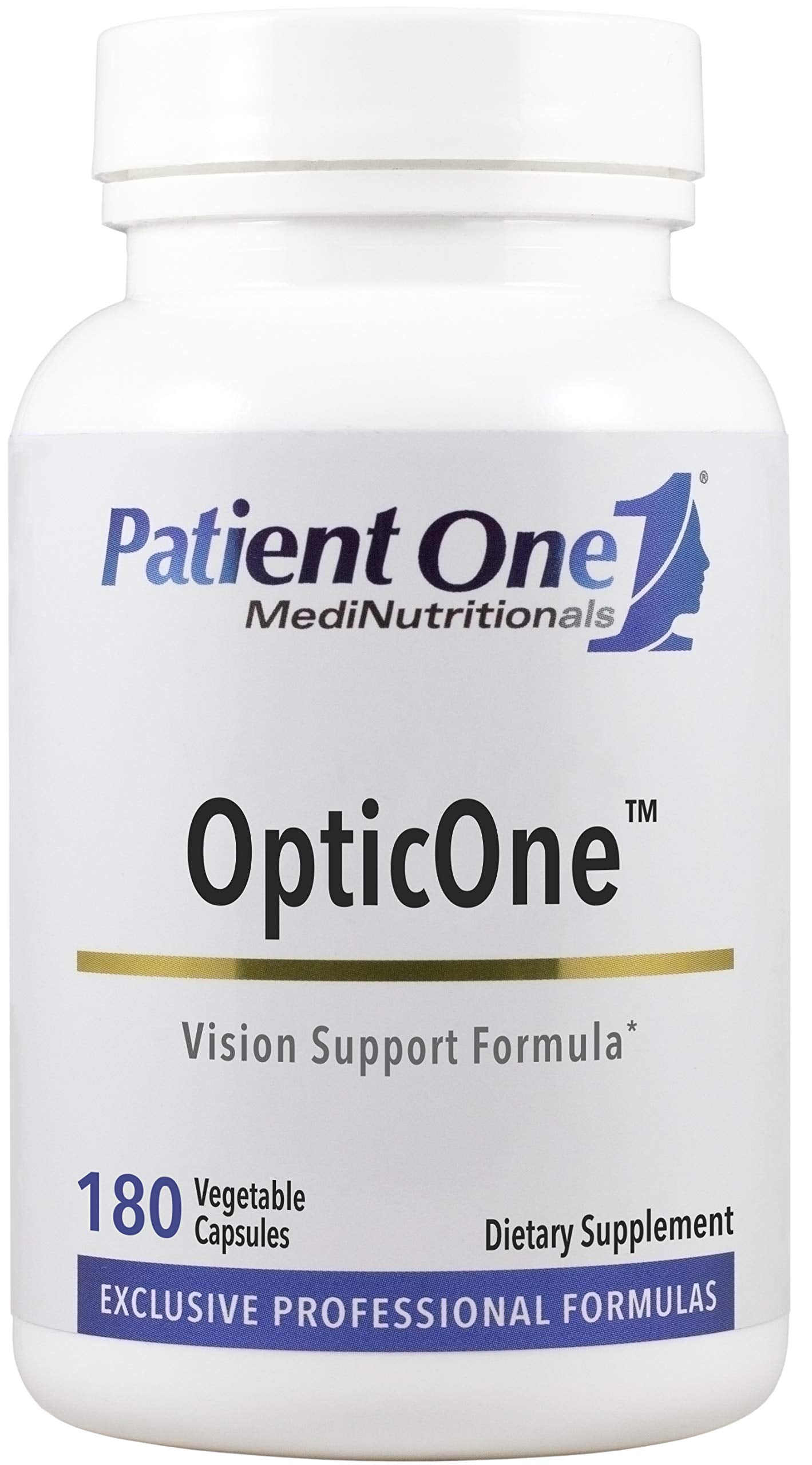 OpticOne bottle with 180 capsules on white background