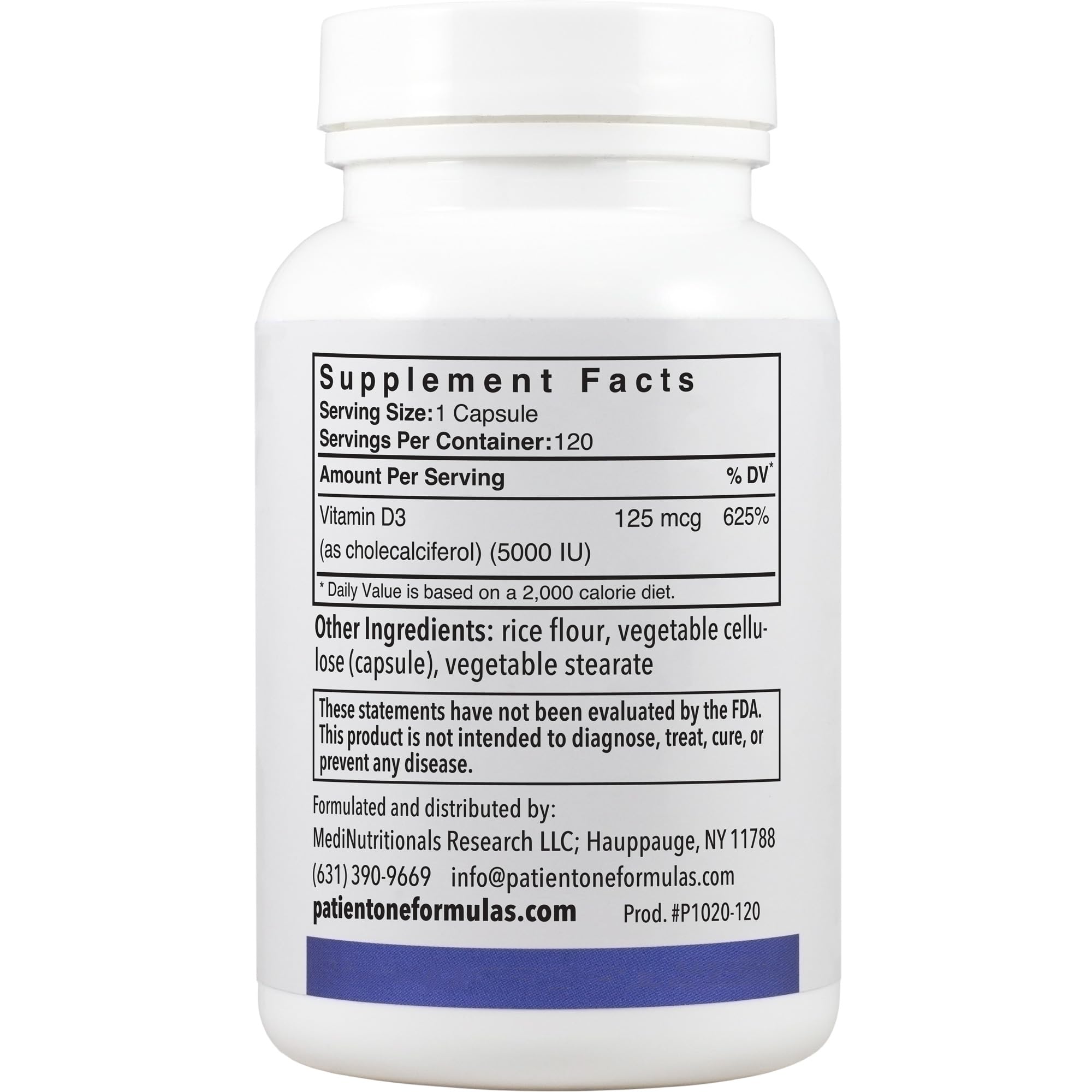 2-pack Patient One Vitamin D3 bottle with 120 capsules