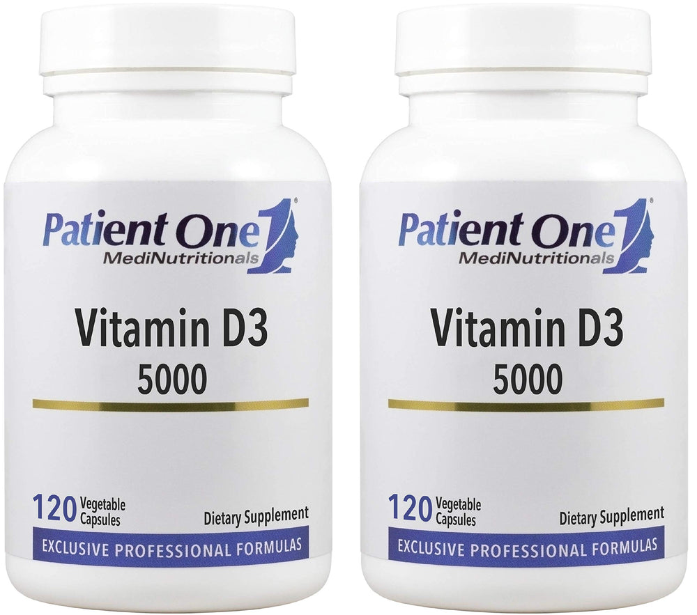 Patient One Vitamin D3 5,000 IU bottle with immune health messaging