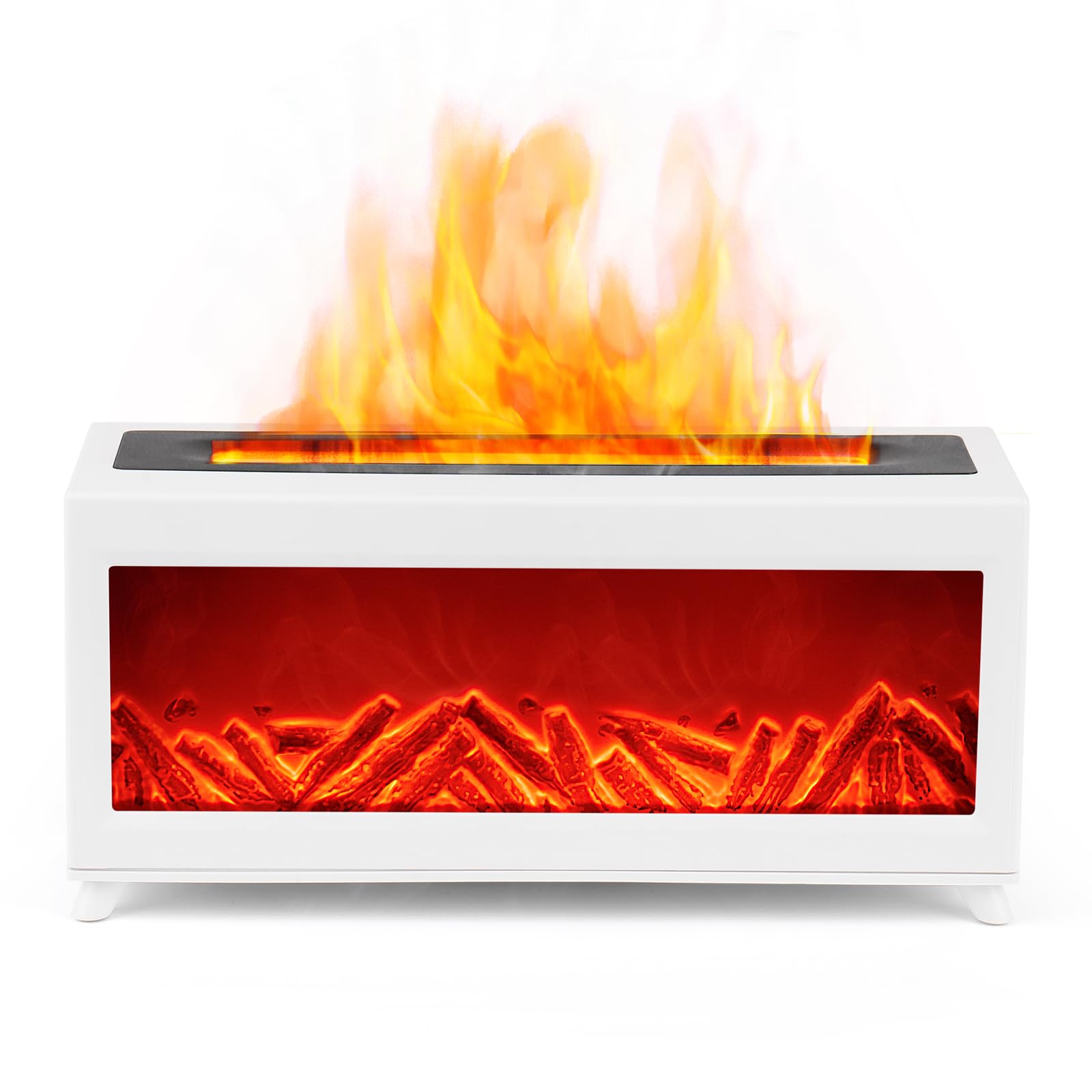 PATNOLE Essential Oil Diffuser - White, 220ml capacity with fireplace flame