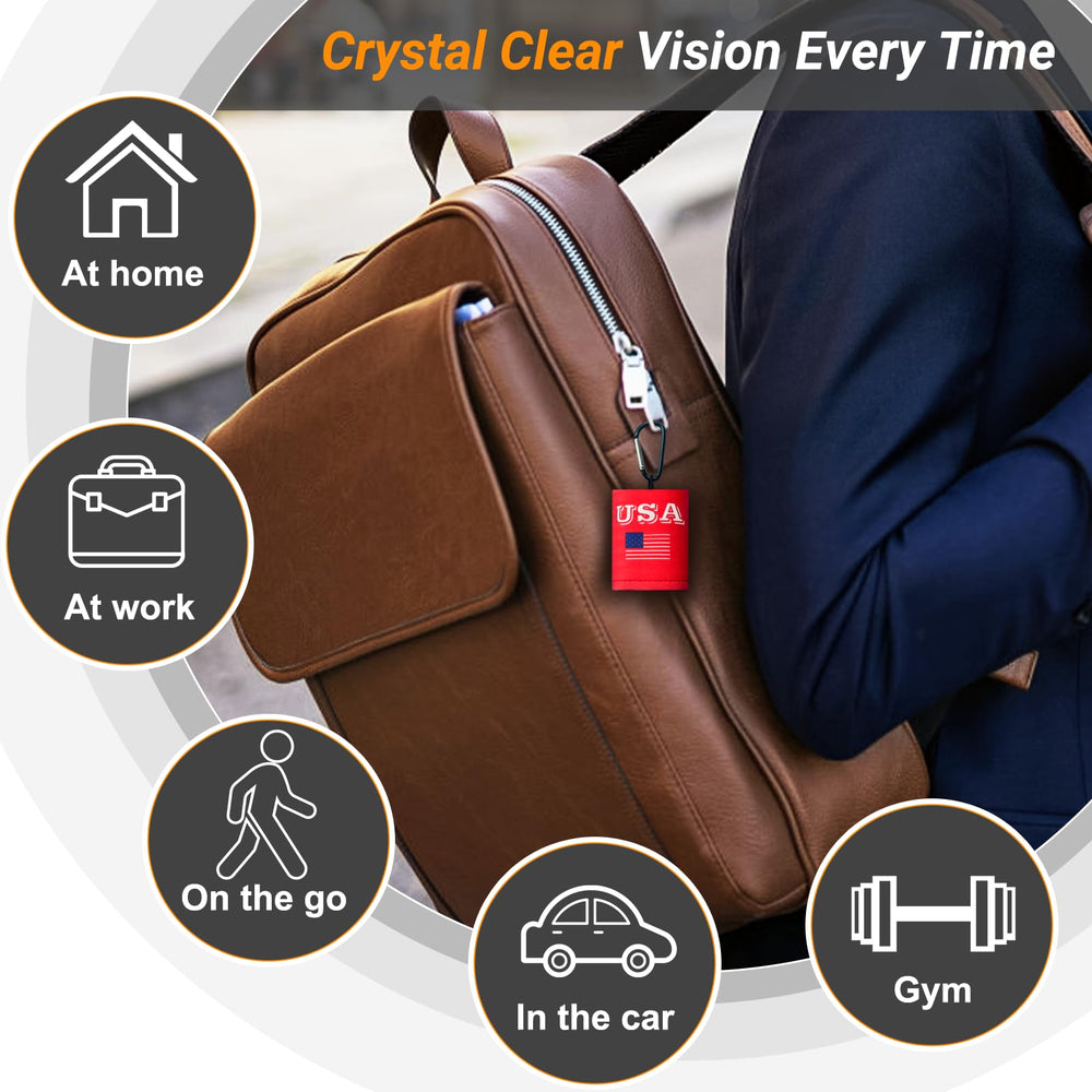 Portable cleaning pouch with carabiner clip for on-the-go use