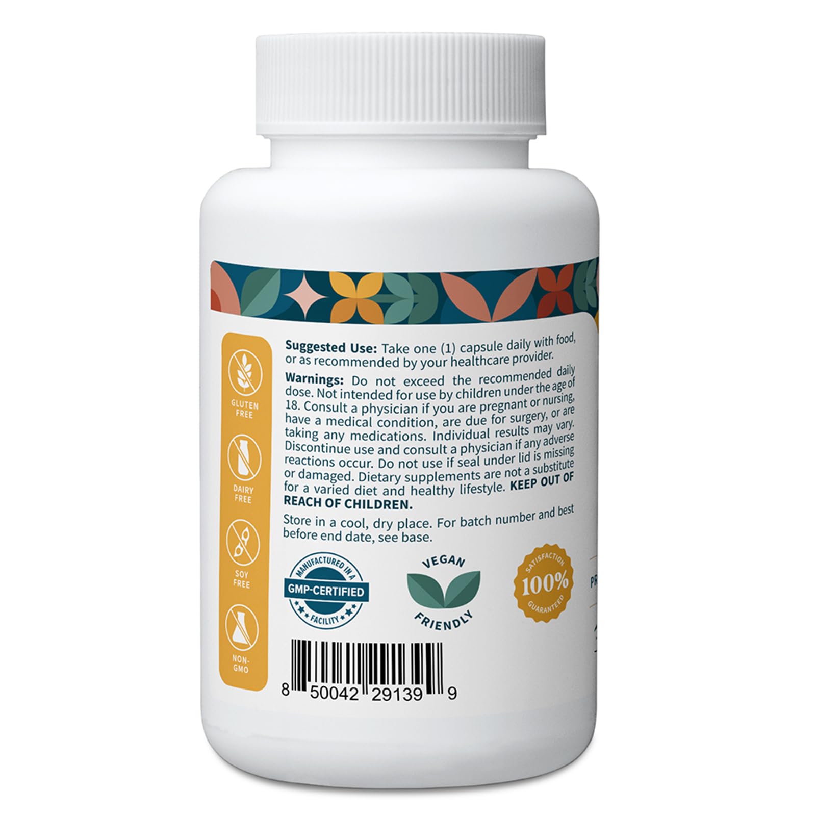 Saffron extract capsules showing 88.5 mg per serving