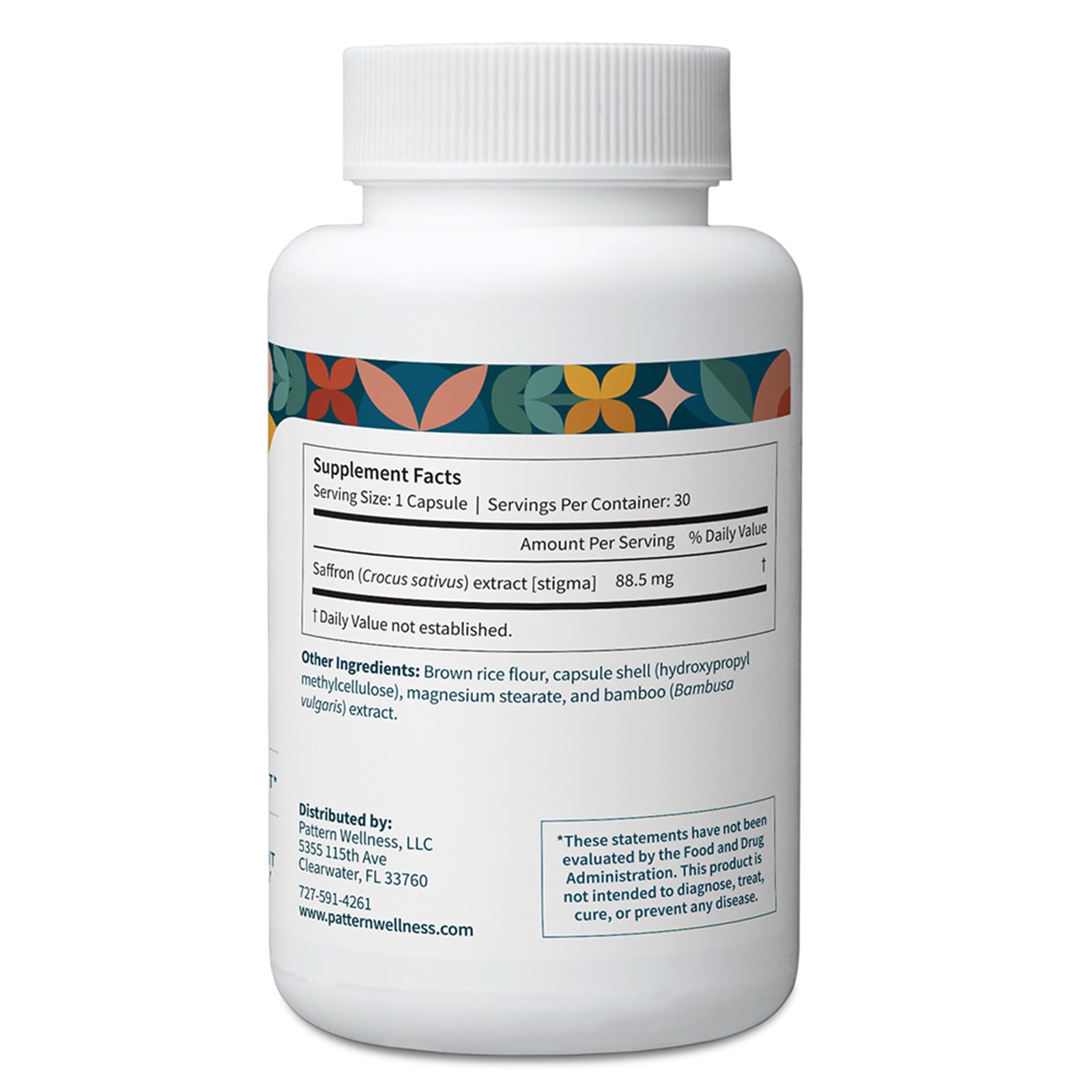 Close-up of saffron stigma powder in supplement bottle