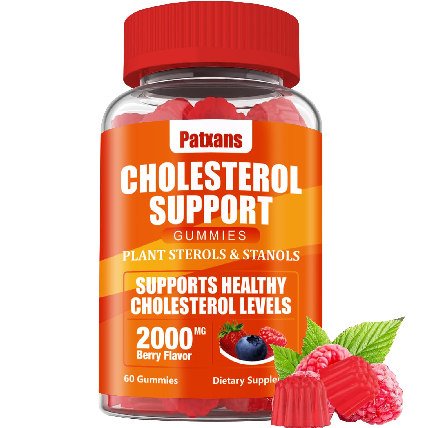 Patxans Cholesterol Support Gummies bottle – Mixed Berry flavor (60 count)