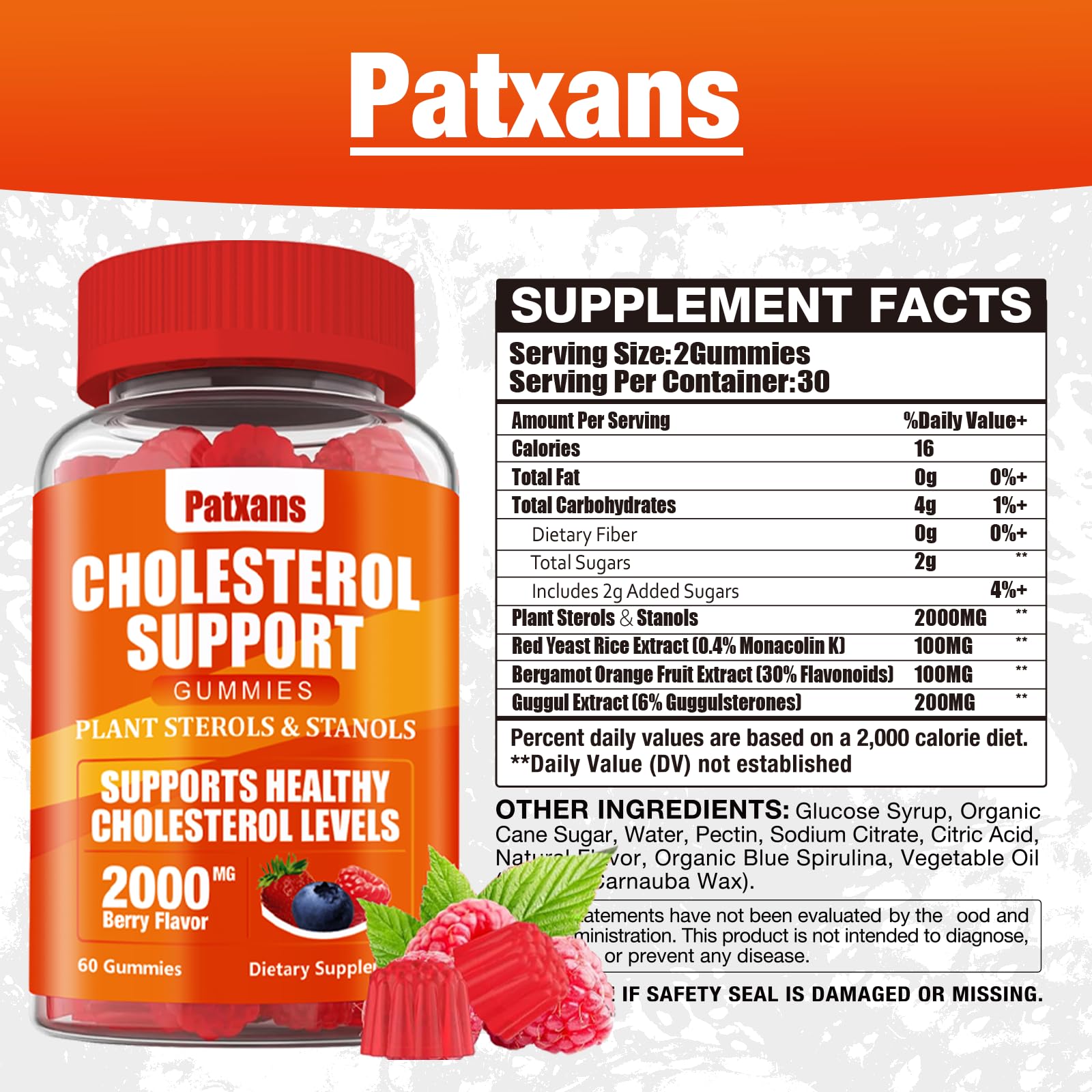 Label highlighting 2000 mg plant sterols & stanols per serving