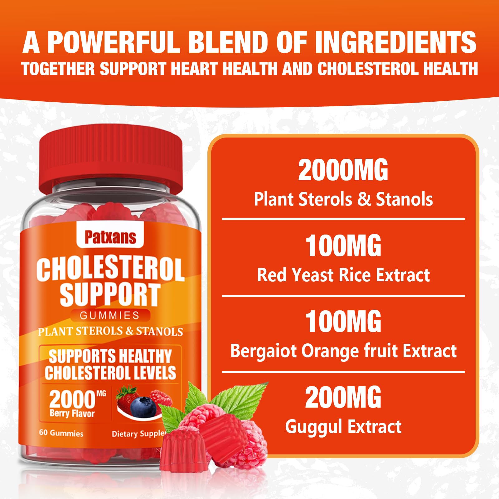 Gummies ingredients: plant sterols, stanols, red yeast rice, bergamot extract