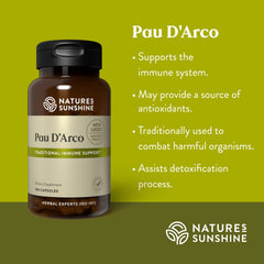 Pau D'Arco bottle next to natural antioxidant imagery