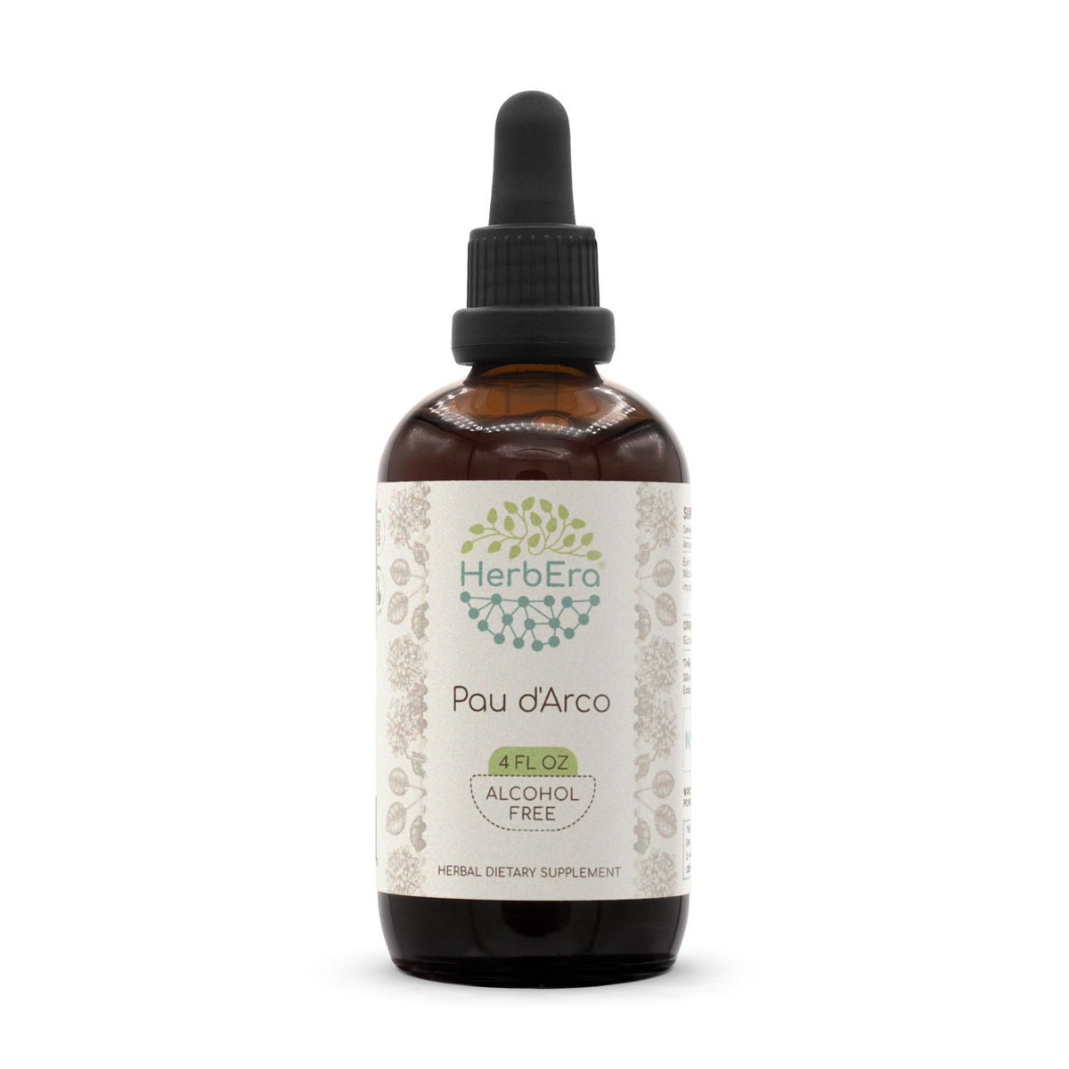 HerbEra PAU d'Arco B120 Alcohol-Free Tincture bottle label