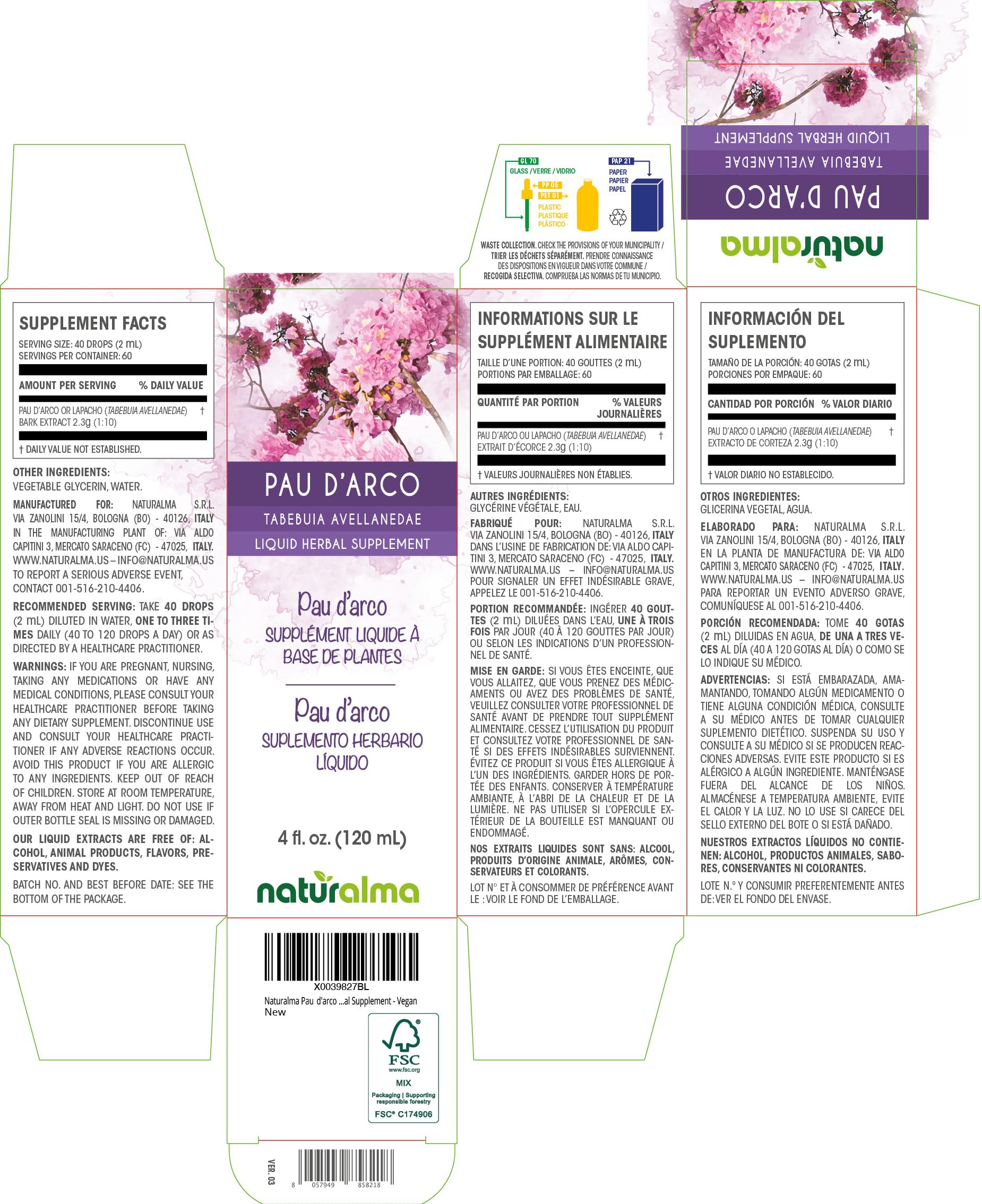Droppers for Pau d'Arco Lapacho tincture drops