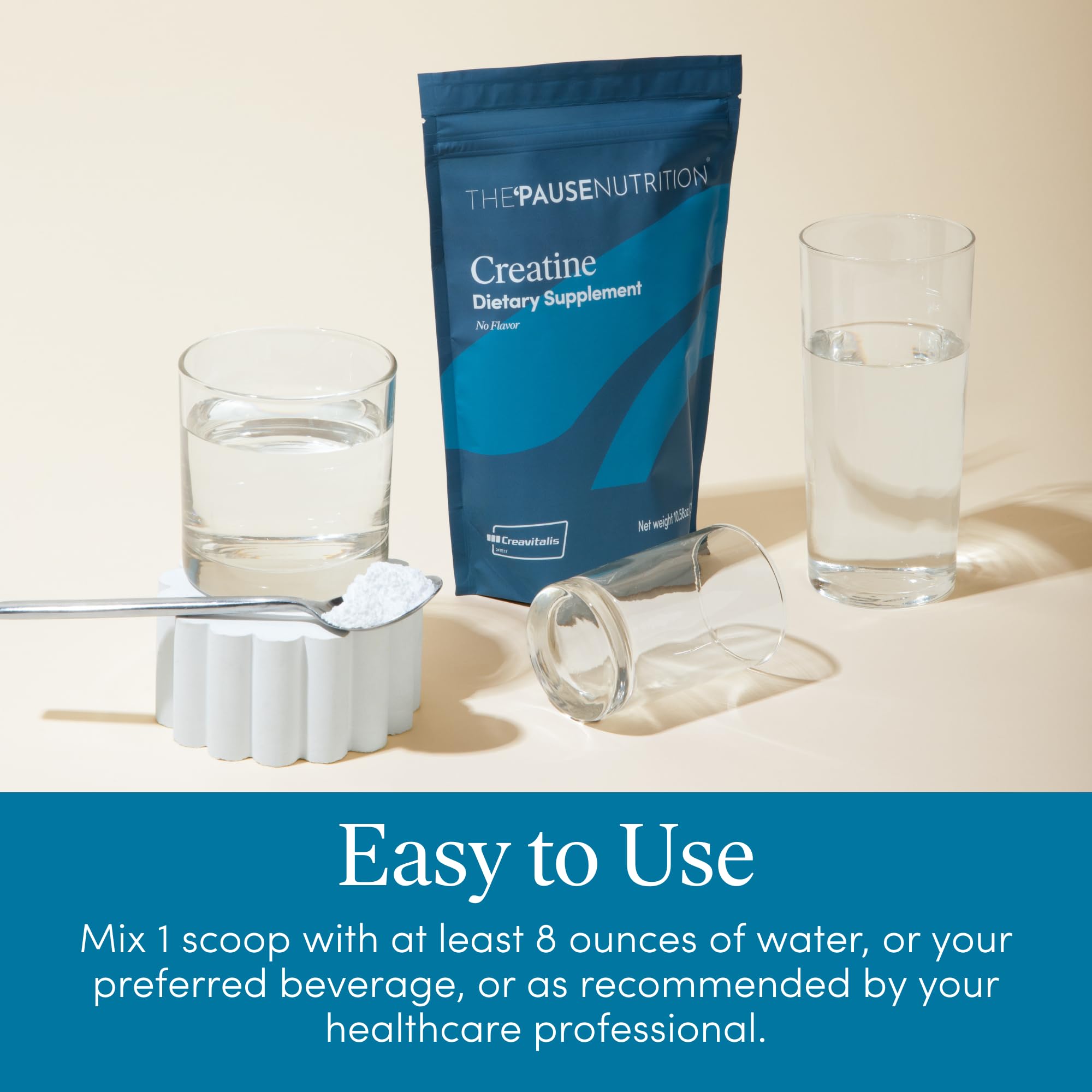 Pause Life Creatine Powder travel pack suggests on the go supplementation