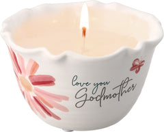 Pavilion Gift Company Love You Godmother candle vessel showcases elegant stoneware appeal for gifting.