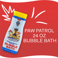 Paw Patrol bubble bath kid bath time scene with buoyant bubbles and smiles.